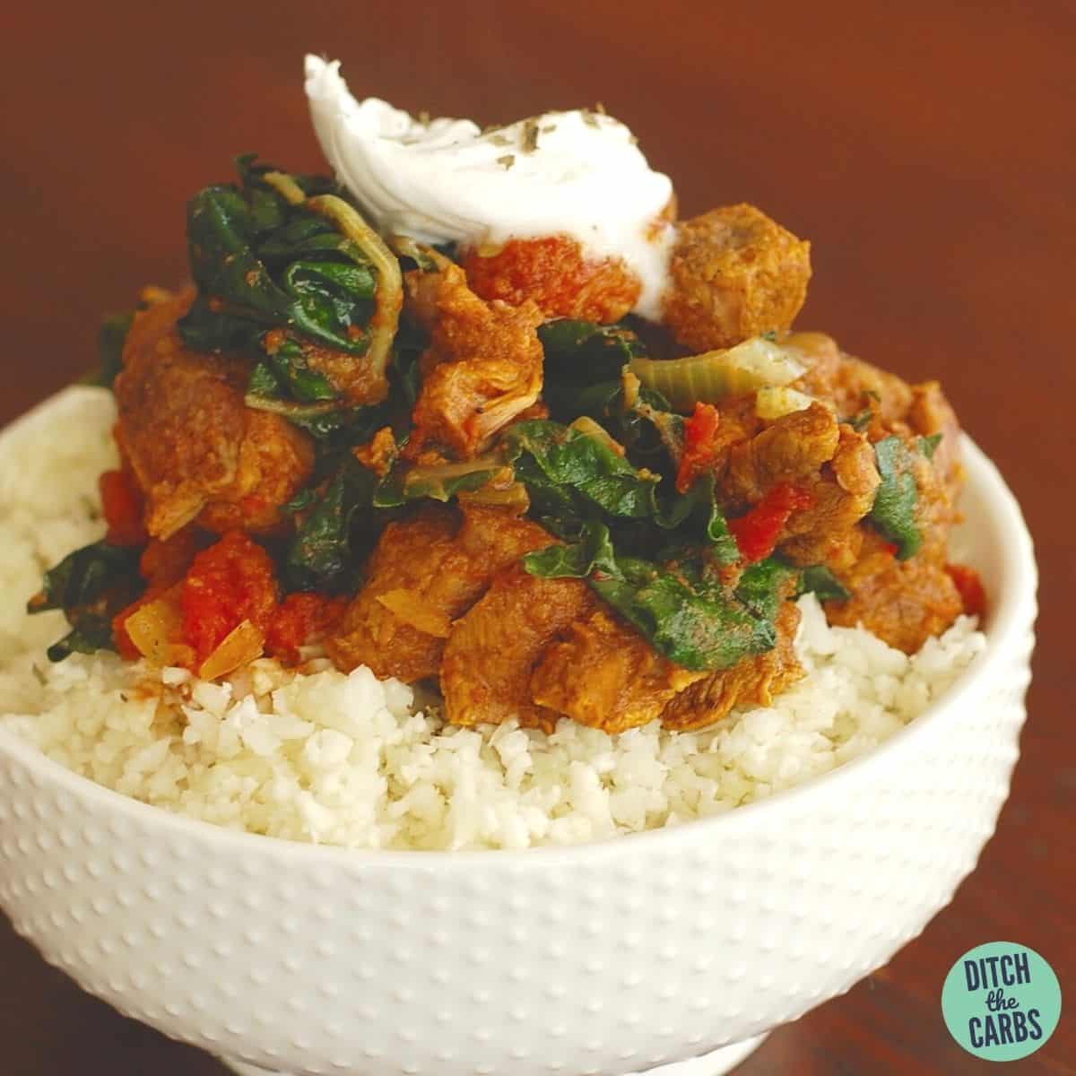 Curry carb low coconut chicken slow cooker crock pot keto grassfedgirl