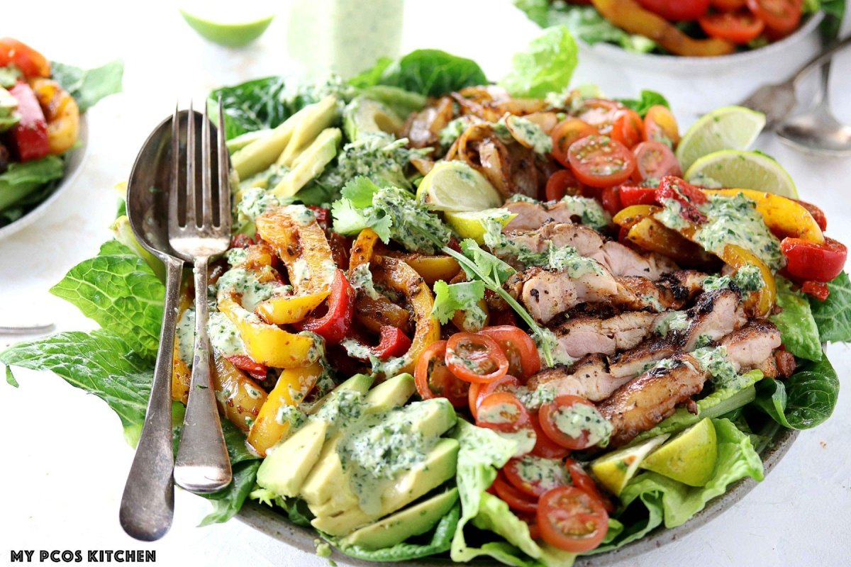 Carb low salads fajita salad chicken delicious healthy mypcoskitchen keto fajitas